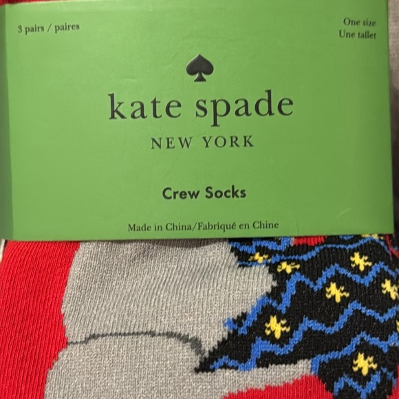 KATE SPADE ♠️ NY LADIES HOLIDAY THREE PACK CREW SOCKS SOLD OUT ON LINE NWT - Picture 4 of 4